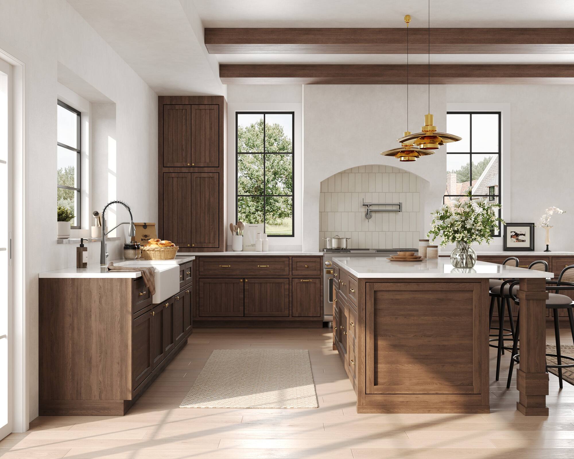 Left. GRANDJOY - Wall Mount Pot Filler Faucet, Dual Swing Joints Foldable Spout, Solid Brass for Kitchen Stove - Brushed Nickel.