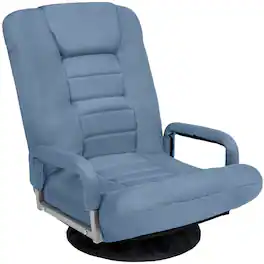 Best Choice Products - 360-Degree Swivel Gaming Floor Chair w/ Armrest Handles, Foldable Adjustable Backrest - Dusty Blue