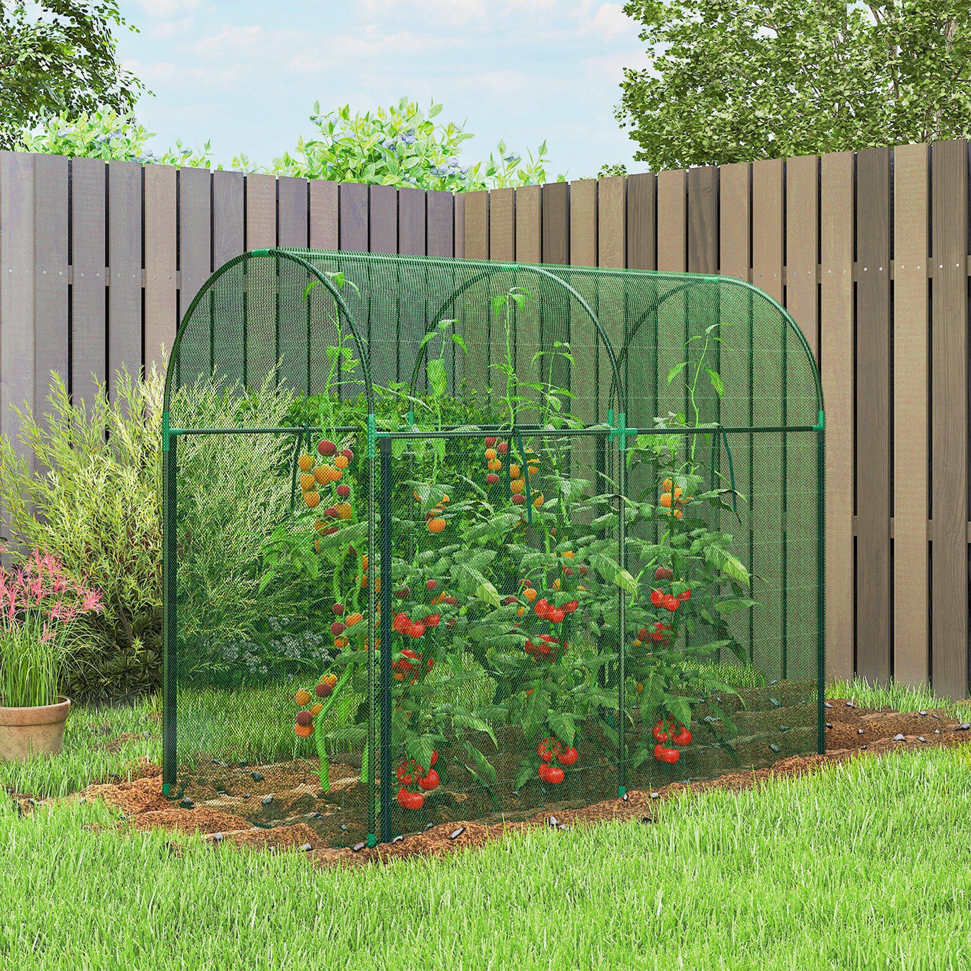 Alt View 1. Outsunny - Crop Cage, 6' x 3' x 5' Large Plant Protection Tent with Zippered Door, Outdoor Garden Cage for Vegetables, Flowers.
