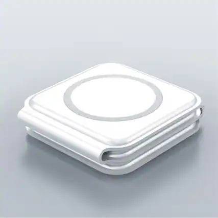 Front. RISOKEYS - Foldable 3-in-1 MagSafe Wireless Charging Station - Portable Magnetic Fast Charger Dock for iPhone,Apple Watch & AirPods - White.