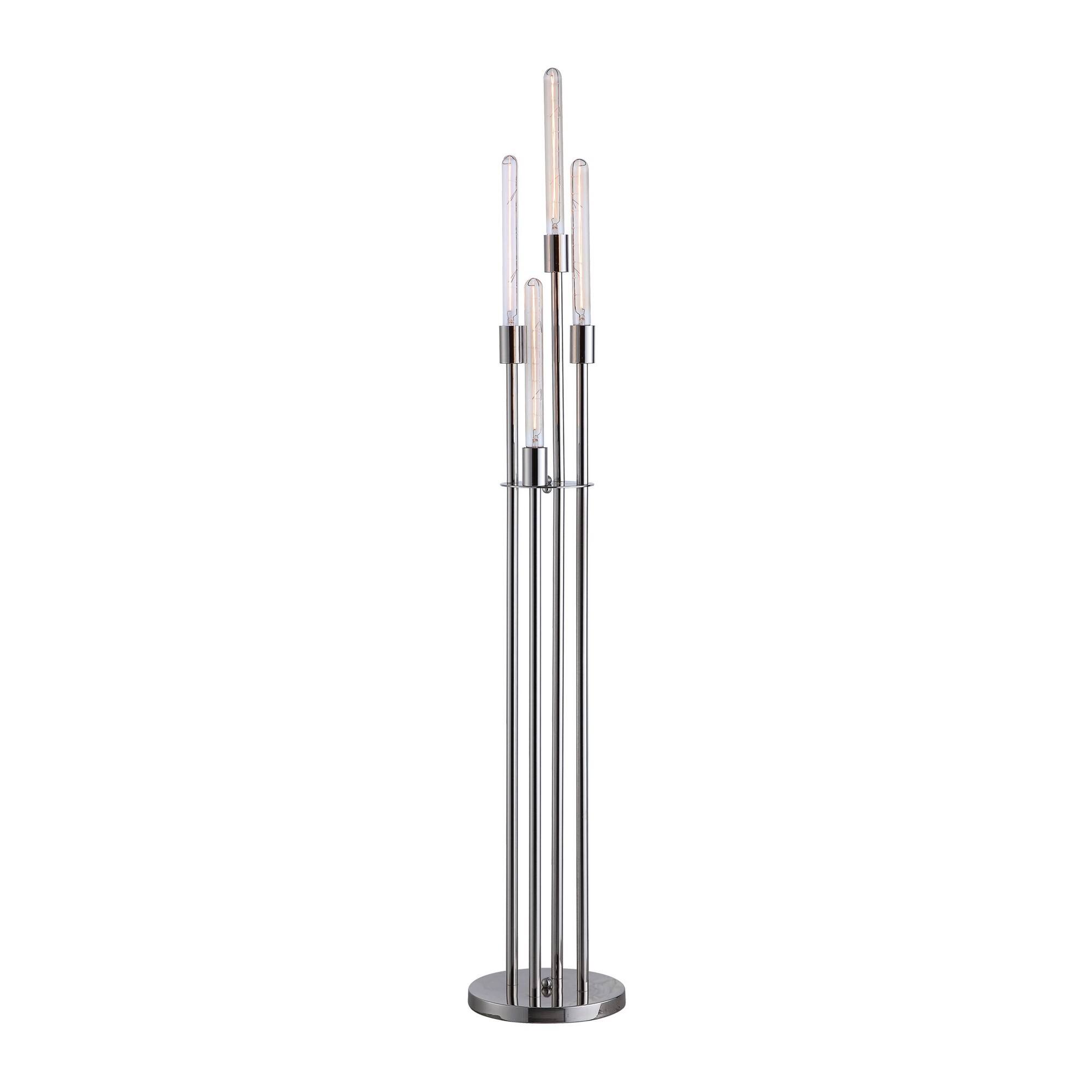 Manhattan Lane - 59 Inch Floor Lamp, 4 LED Lights, Metal Round Base, Glossy Nickel Finish