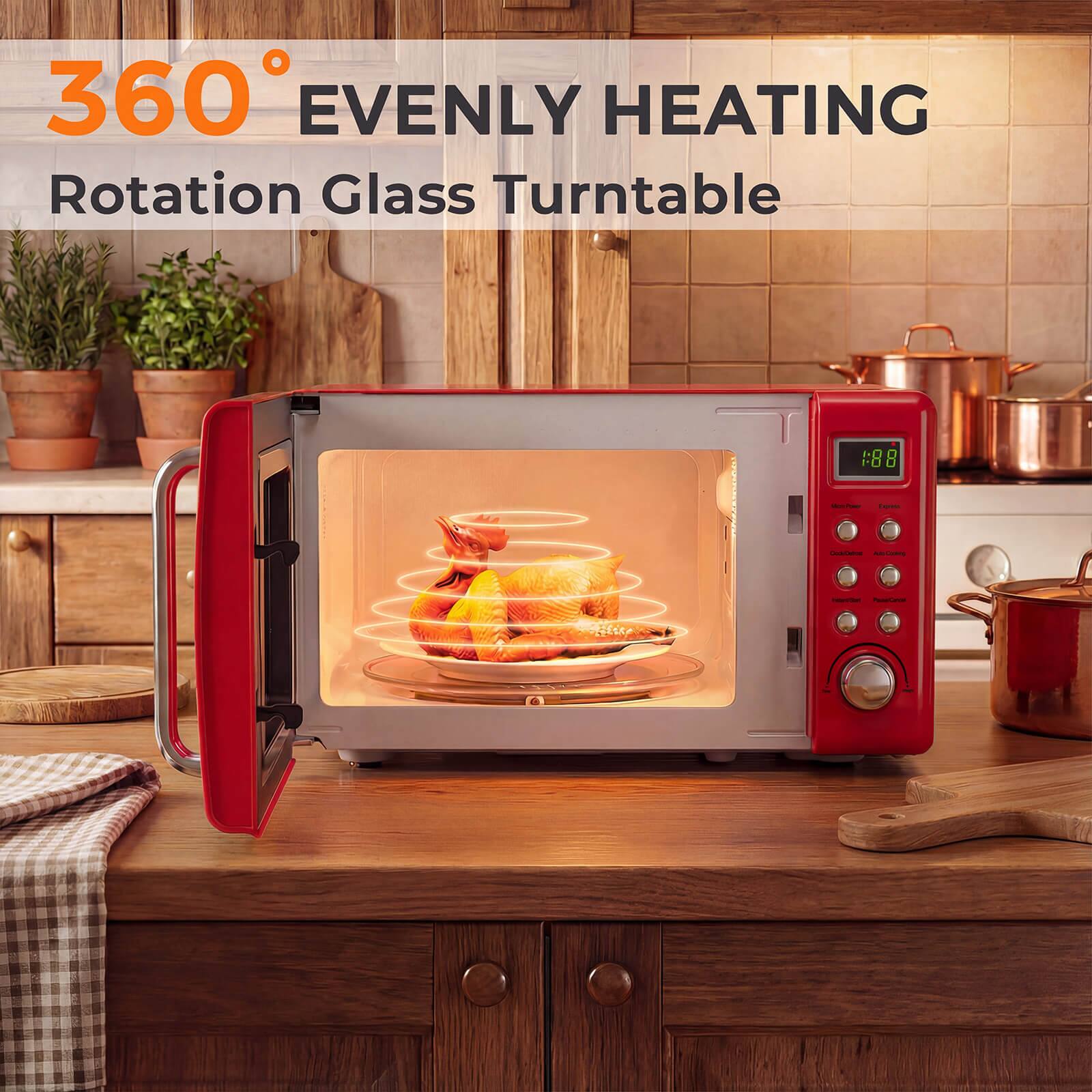 360° EVENLY HEATING  
Rotation Glass Turntable