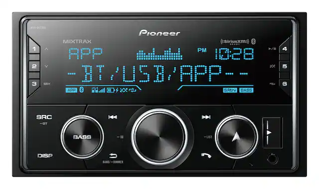 MVH-S622BS Pioneer MIXTRAX (SiriusXM) READY 1 ^ >/II 4 PM APP M 1028 2 V xX 5 -8T/U58/APP-- .... 3 MIX G APP S.Rtrv BASS SRC -OFF BASS LIST DISP BAND/ DIMMER