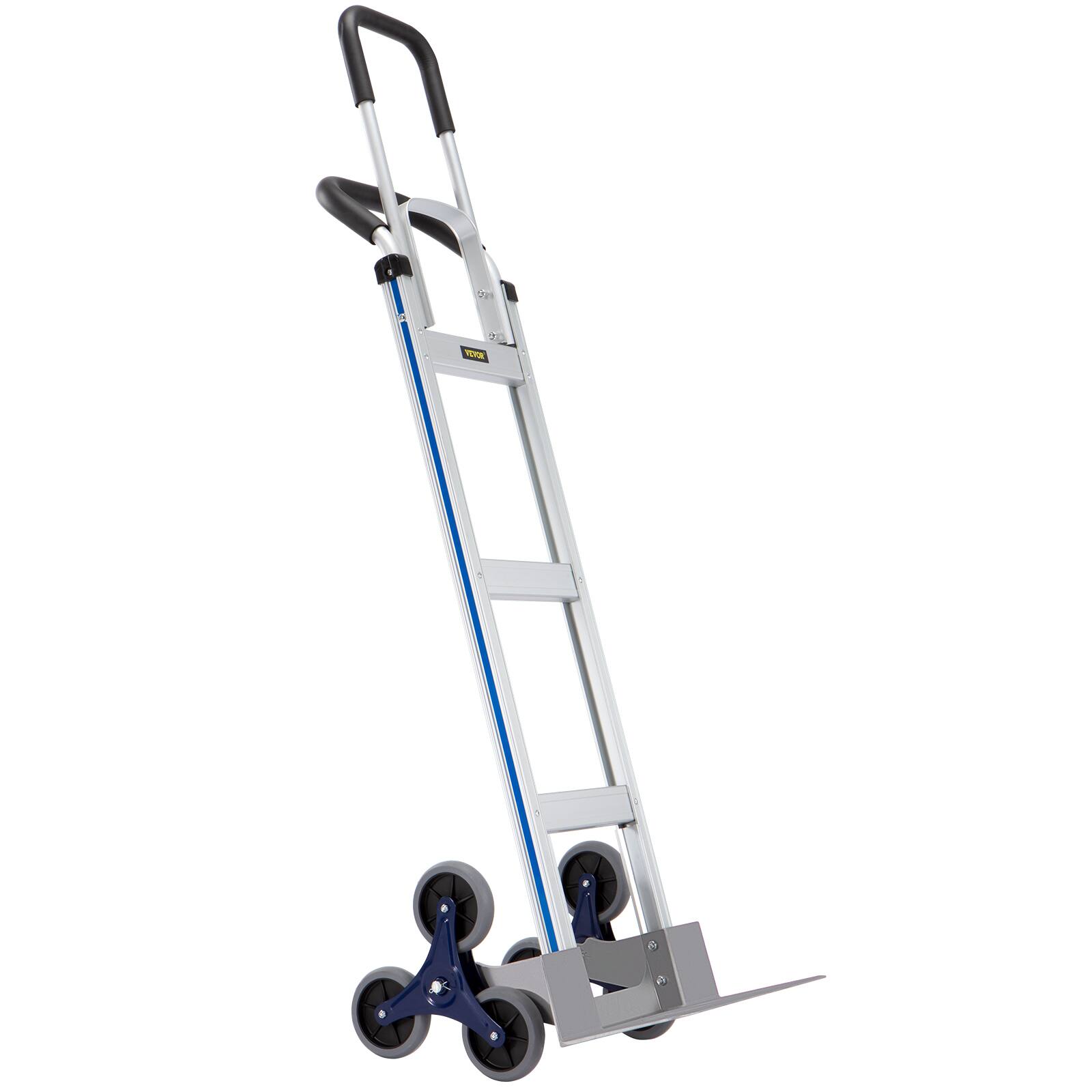 Front. VEVOR - Stair Climbing Cart, 550 lbs Load Capacity, Aluminum Hand Truck Dolly with Dual Handles, Integrated Frame - Silver-grey.