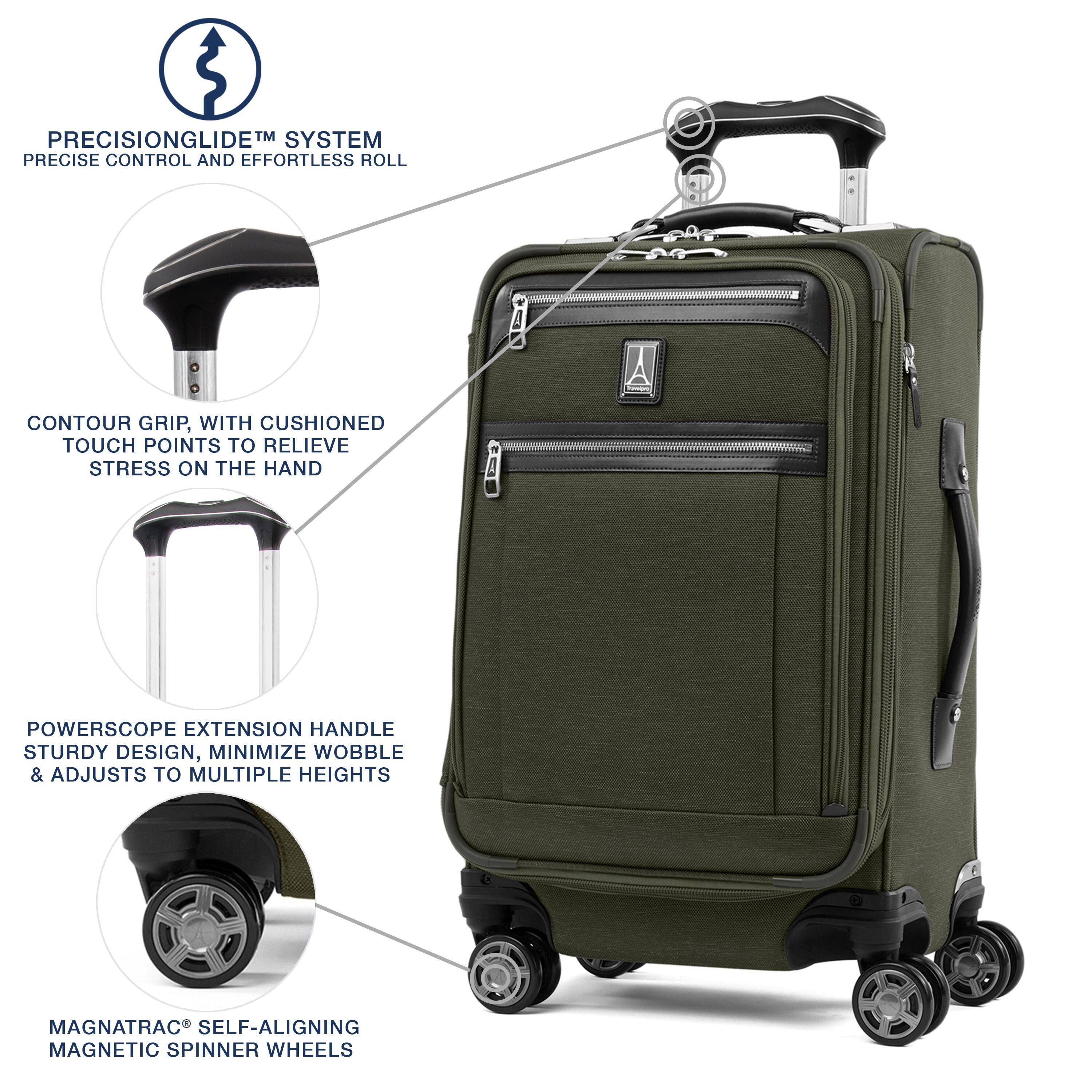 PRECISIONGLIDE™ SYSTEM  
PRECISE CONTROL AND EFFORTLESS ROLL  

CONTOUR GRIP, WITH CUSHIONED TOUCH POINTS TO RELIEVE STRESS ON THE HAND  

POWERSCOPE EXTENSION HANDLE  
STURDY DESIGN, MINIMIZE WOBBLE & ADJUSTS TO MULTIPLE HEIGHTS  

MAGNATRAC® SELF-ALIGNING MAGNETIC SPINNER WHEELS