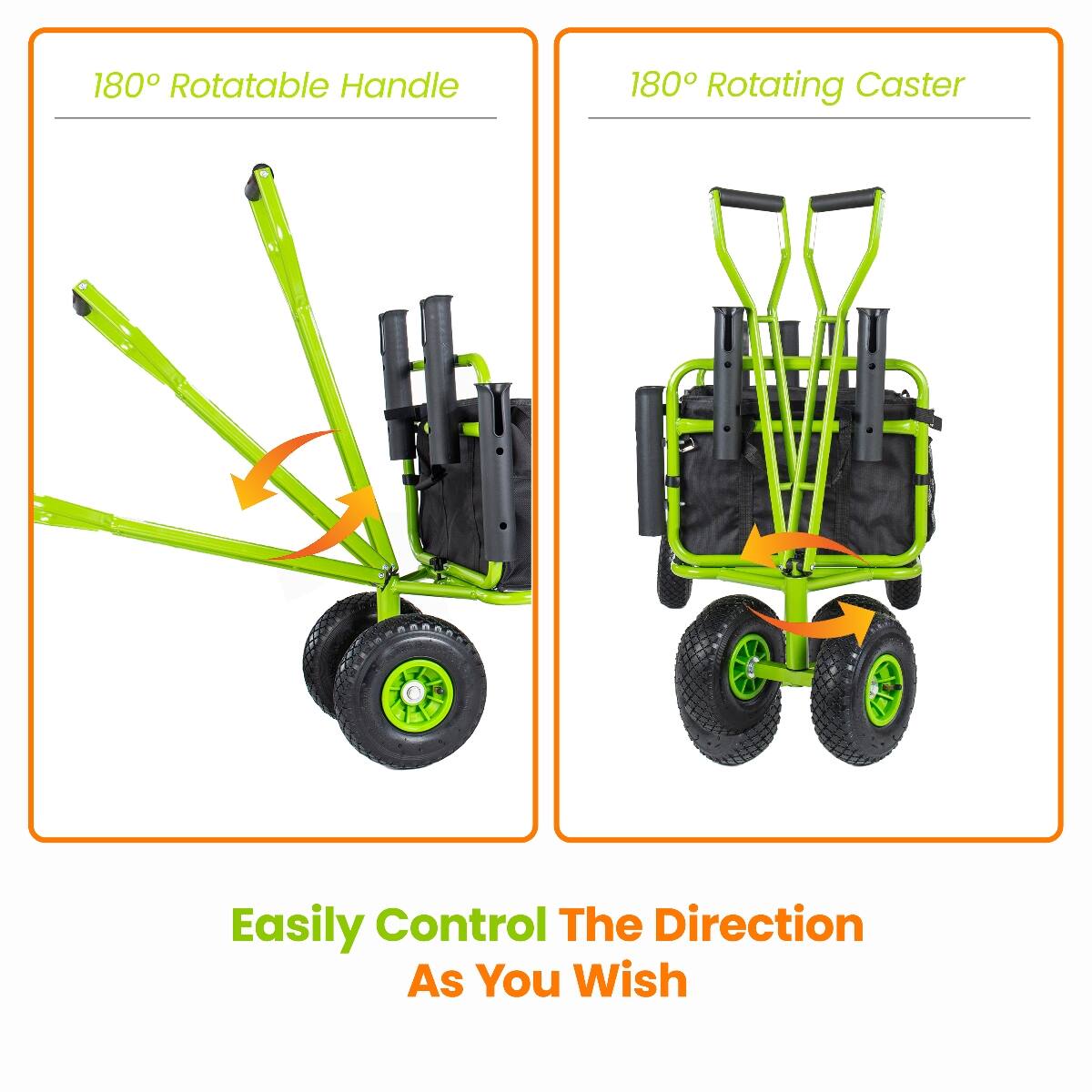 180° Rotatable Handle  
180° Rotating Caster  
Easily Control The Direction As You Wish