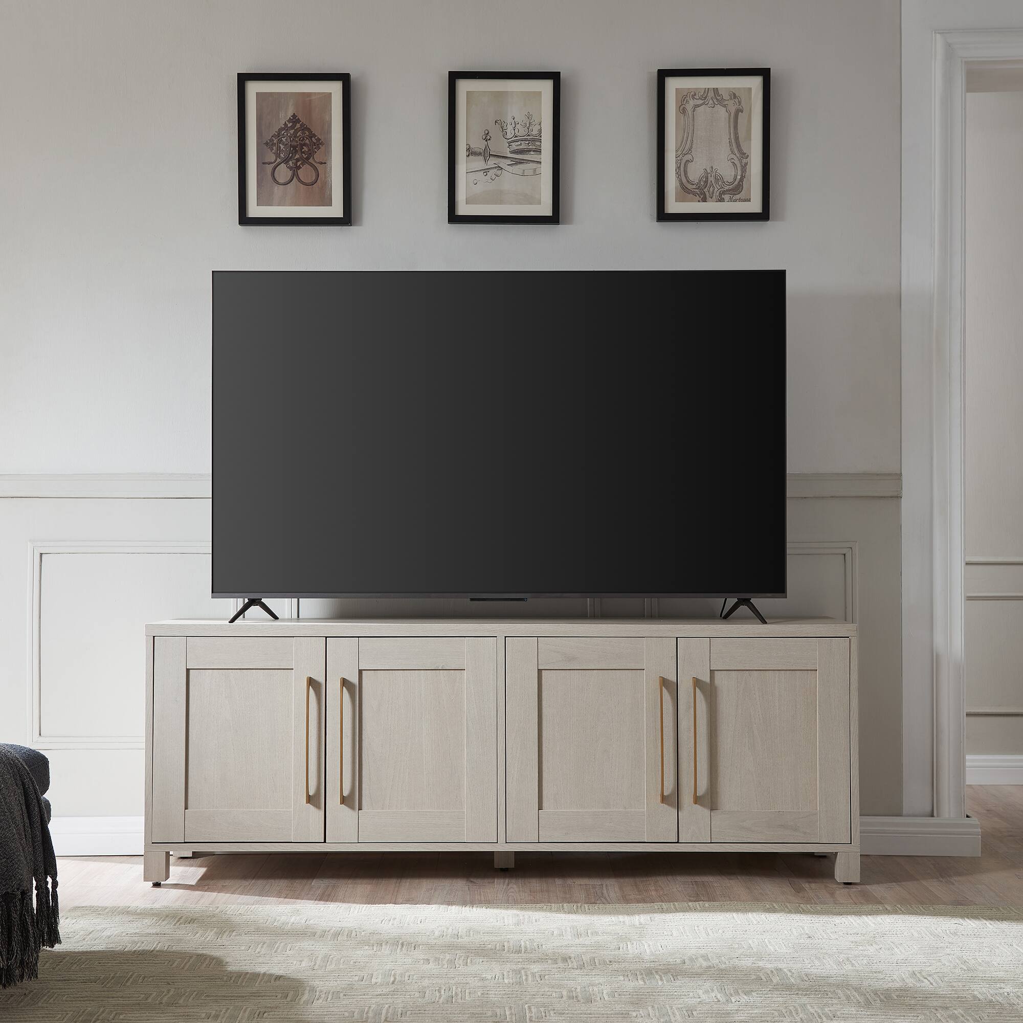 Alt View 2. Hudson&Canal - Chabot TV Stand for Most TVs up to 75" - Alder White.