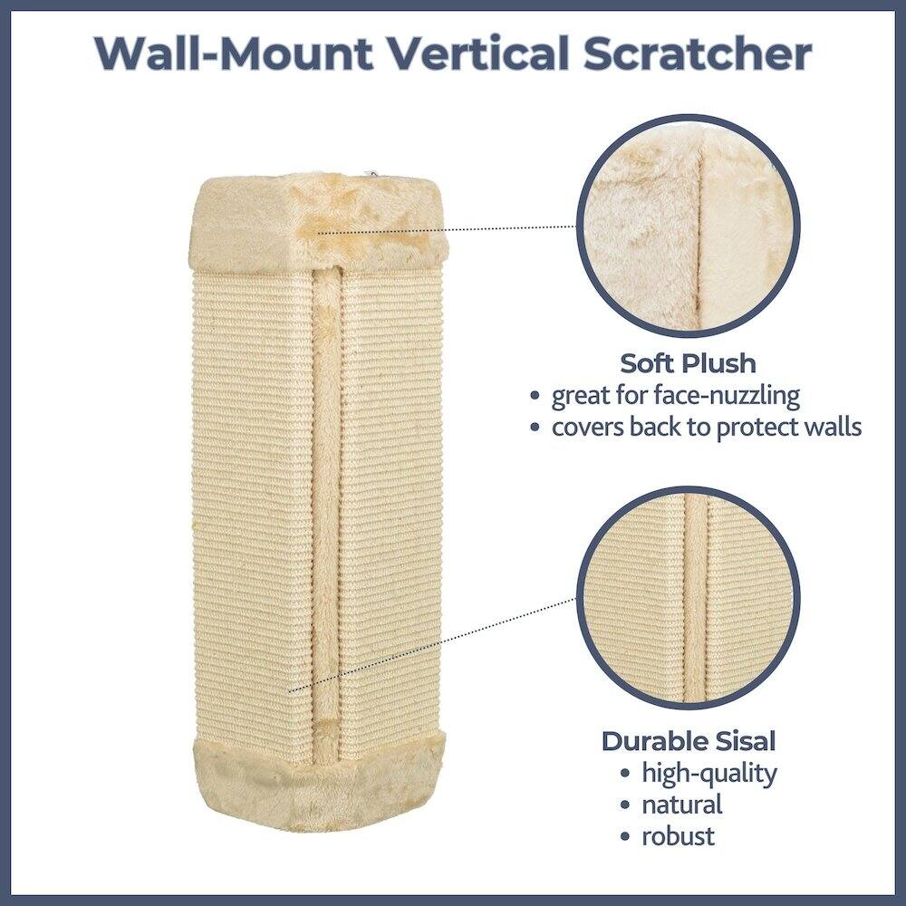 Wall-Mount Vertical Scratcher

Soft Plush
- great for face-nuzzling
- covers back to protect walls

Durable Sisal
- high-quality
- natural
- robust