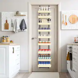 Oumilen - Over-the-Door 9-Tier Hanging Organizer, 9 Removable Cream Baskets Adjustable Frame for Pantry Bathroom - Yellow