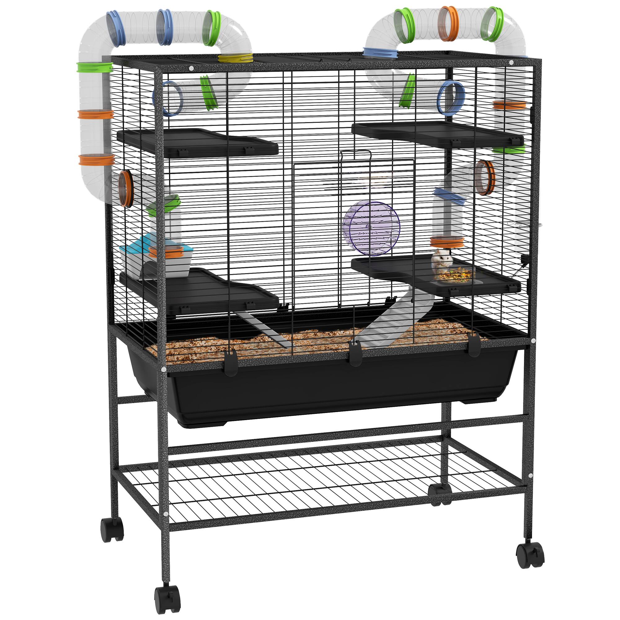 "Pawhut - 32"" Large Hamster Cage with Storage Shelf, Syrian Hamster, Gerbils, with Tubes, Running Wheel, Food Dish, Water Bottle" price history on PriceWatchPro