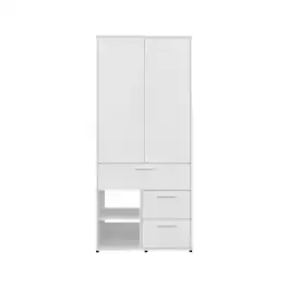 TuHome - Alpine Armoire With Double Doors, Hanging Rod And Interior Shelves, Freestanding Modern Wardrobe Closet - White