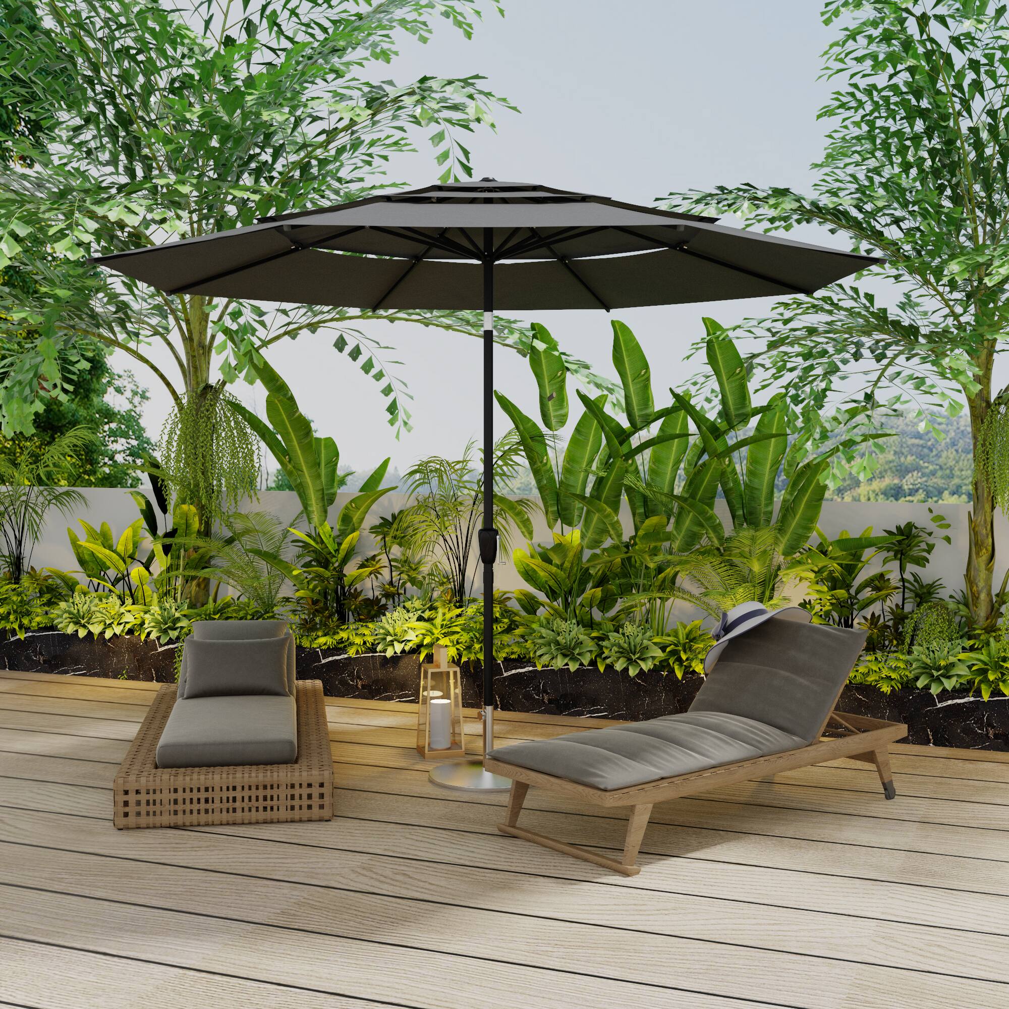 Alt View 10. FUFU & GAGA - FUFU&GAGA Patio Umbrella: Adjustable Shade, Colorful Outdoor Vibes - Black.