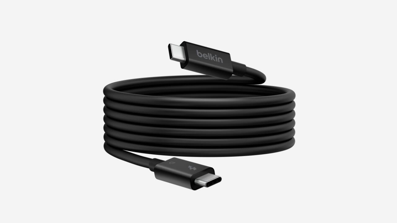 Front. Belkin - 3.3ft USB-C Thunderbolt 5 Cable w/ 240W Power Delivery, Bandwidth Boost Up to 120Gbps, and 4K UHD Display Resolution - Black.
