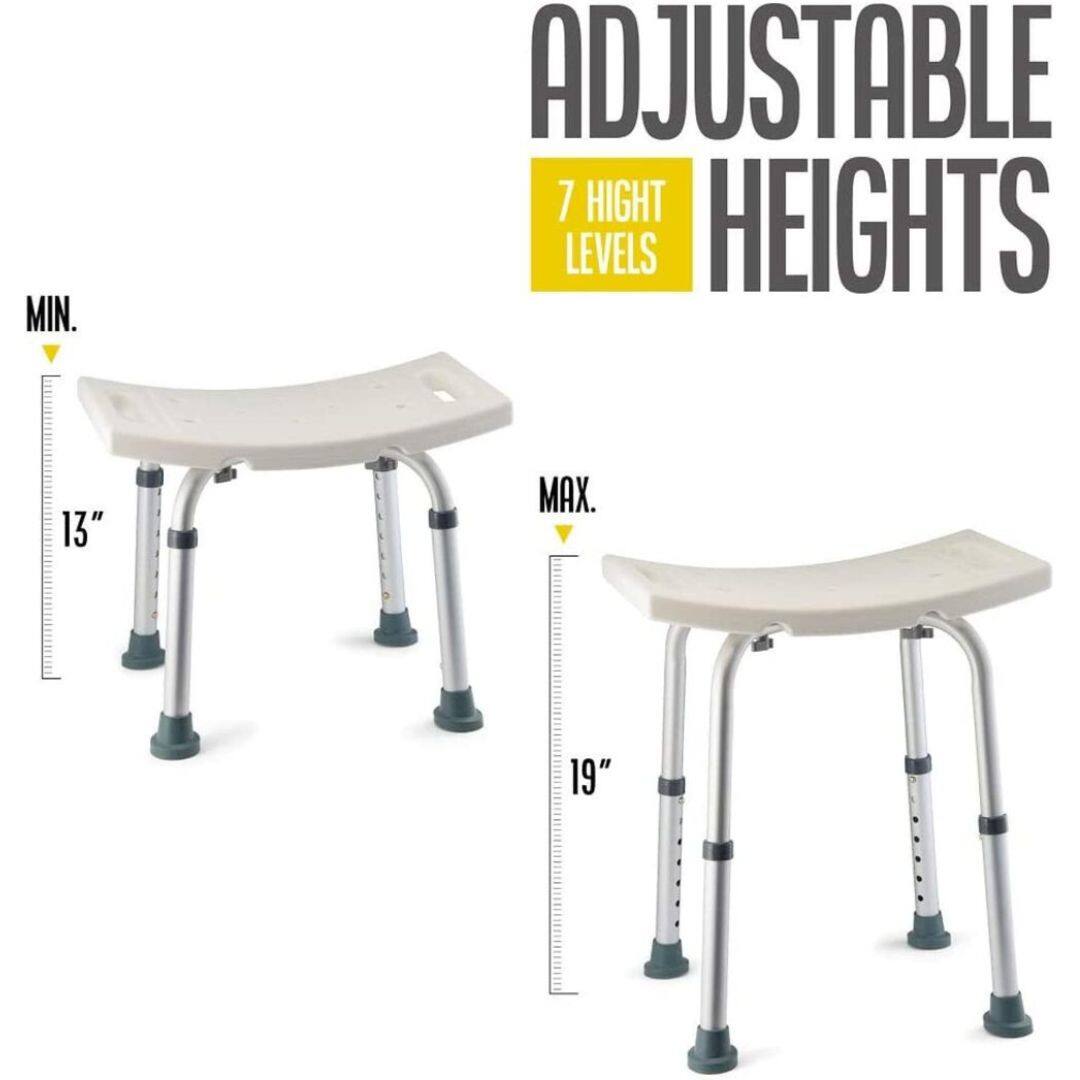 MIN. ADJUSTABLE HEIGHT LEVELS 13"  
MAX. 19"