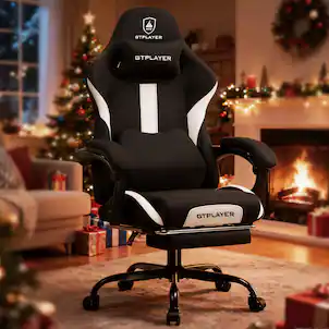 GTPlayer - Gaming Chair Breathable Fabric Ergonomic Computer Desk Chair - AWhite