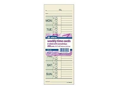 MON. TUE. WED. THU. FRI. SAT. SUN.

weekly time cards
2-sided with named days

200 cards, 3 1/8" x 5 1/2" (81 x 138 mm)