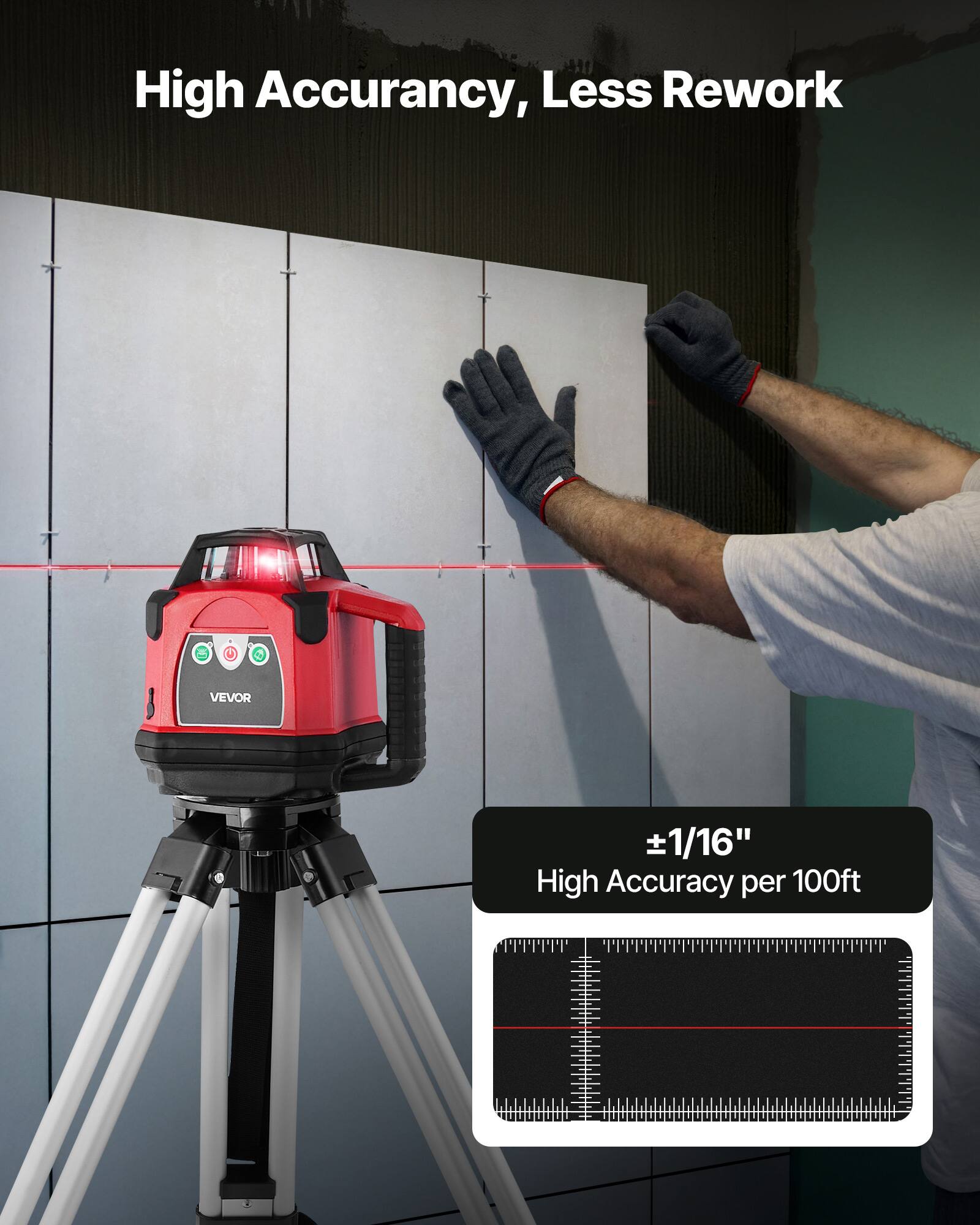 High Accuracy, Less Rework

±1/16" High Accuracy per 100ft