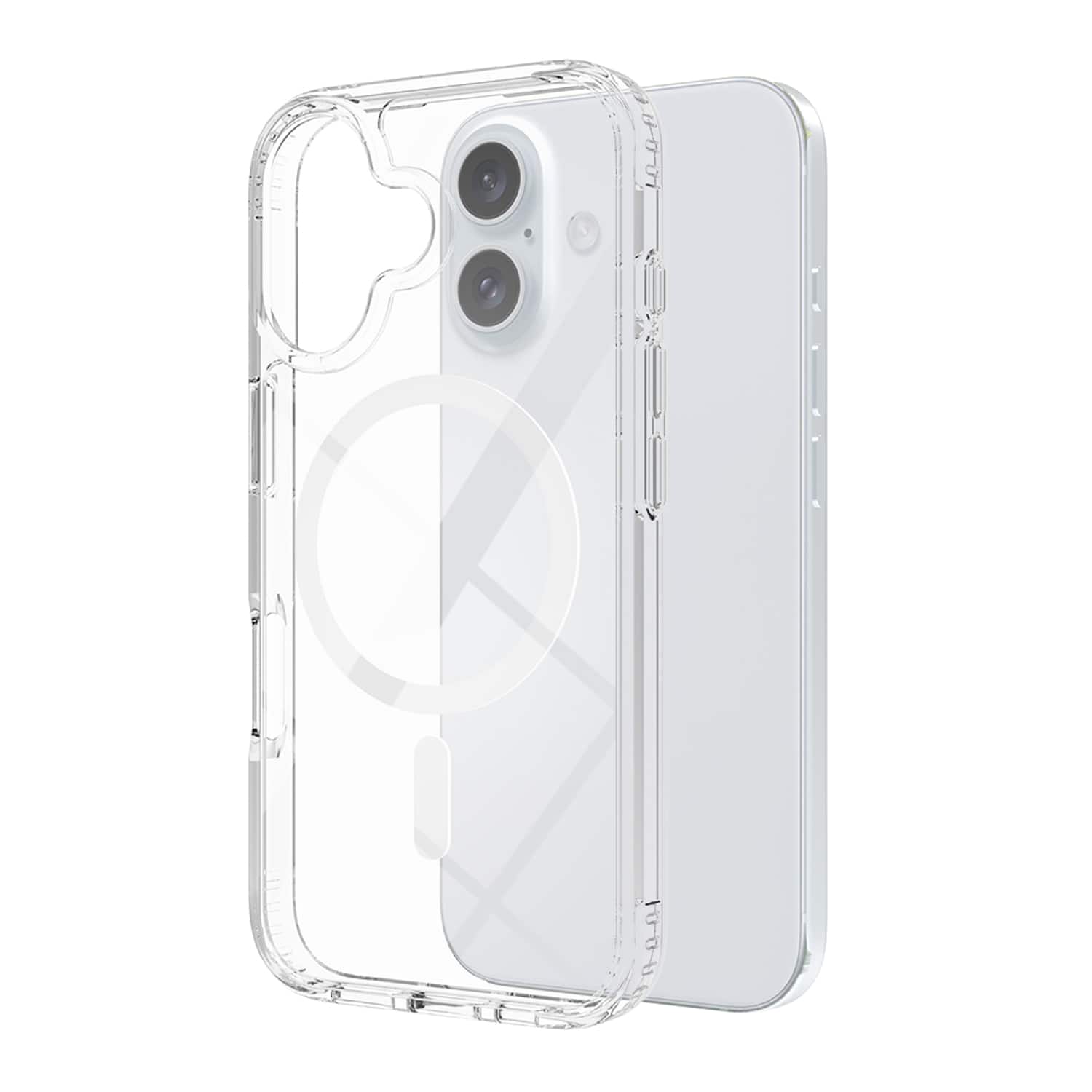 Dteck - Clear Magnetic Case for Apple iPhone 16 Rugged Slim Anti Yellow Hard PC Shockproof Cover Wireless Charging Compatible - Clean
