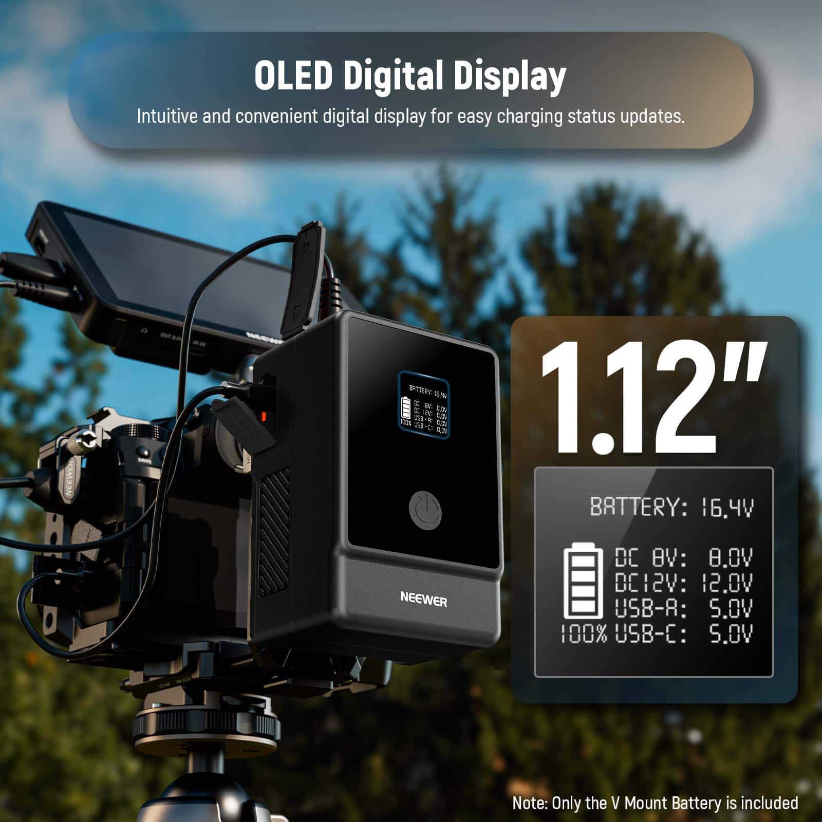Neewer V Mount Battery (99Wh) with OLED Display PD65W USB C Fast