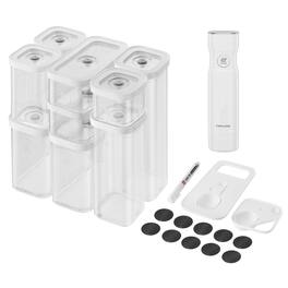 ZWILLING - Fresh & Save Cube Box Set, 12-pc, Plastic, Airtight Dry Food Container, Small & Medium Cube Set w Vacuum Pump - Clear