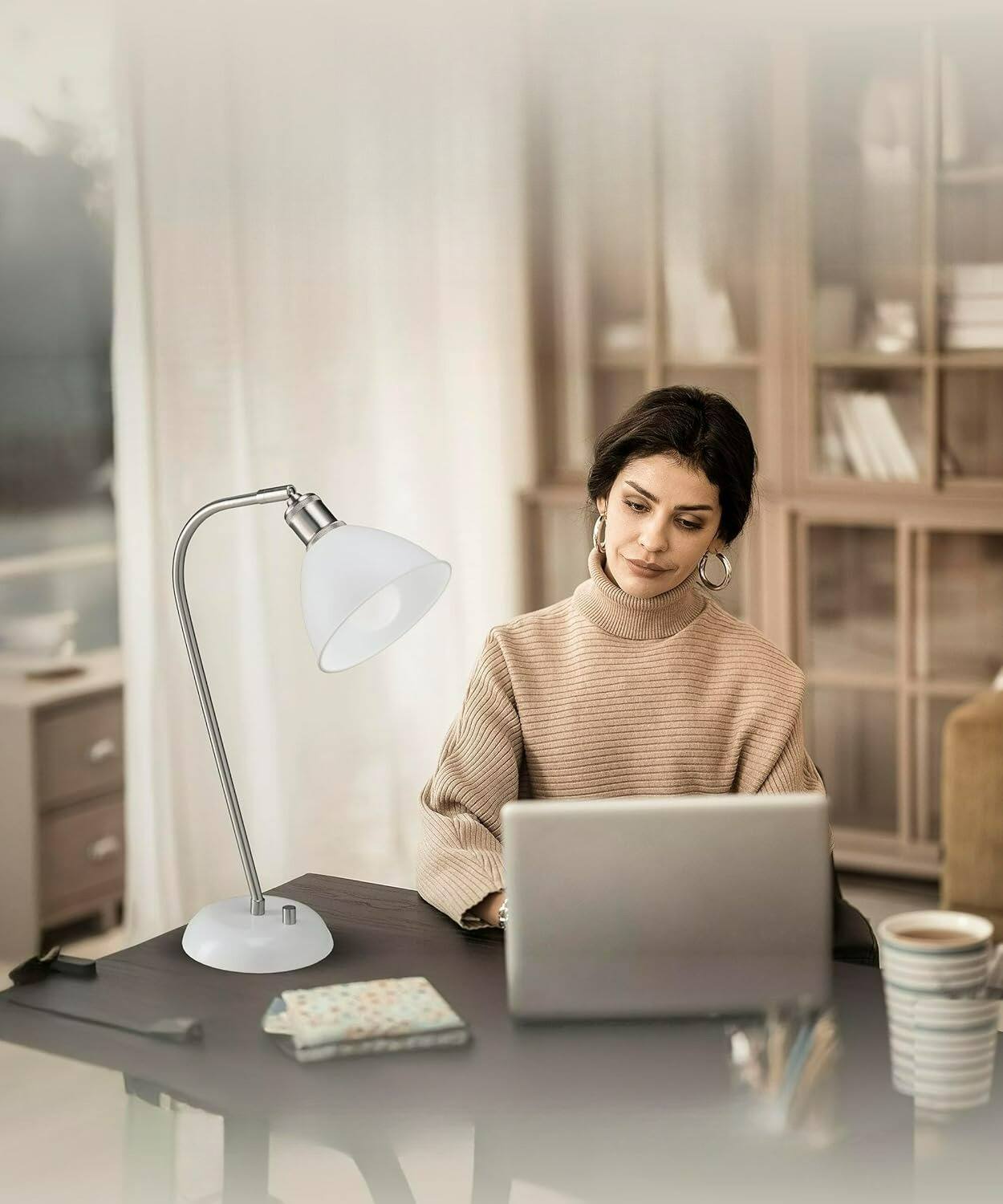 Alt View 3. The Best Inks - Silver White Desk Lamp Lamp Adjustable FLEXIBLE smart Metal Halo Reading Pharmacy Style Industrial with - BK HaloBar Brass.