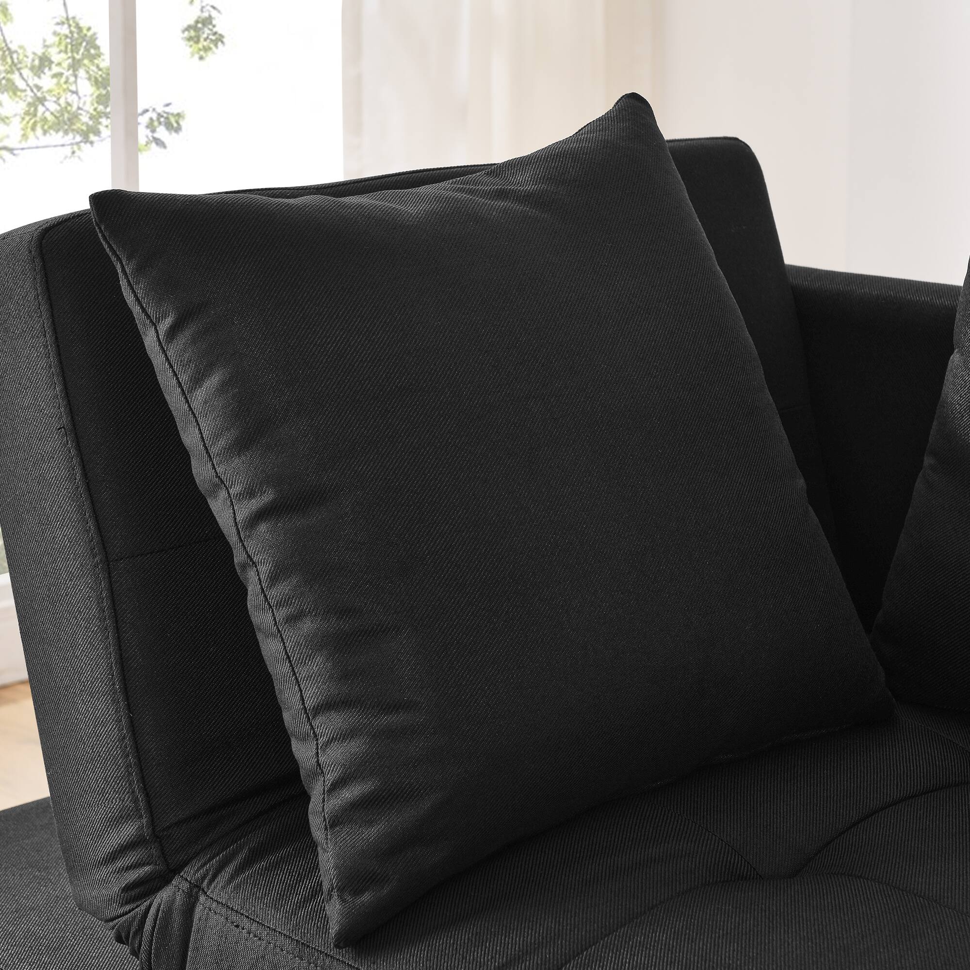 Alt View 1. APRILSOUL - Convertible Sleeper Sofa Chair Adjustable Backrest Recliner Pullout Wheels Modern Linen Fabric Living Room - Black.