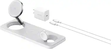 Anker - Wireless Charging Station (Qi 2.0, 15W, 3-in-1 - White - Front_Zoom