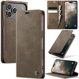 UUCOVER - For Apple iPhone 17 Pro Folio Wallet Case with RFID Blocking Card Cash Holder, Magnetic Closure, Flip Kickstand Cover - Coffee