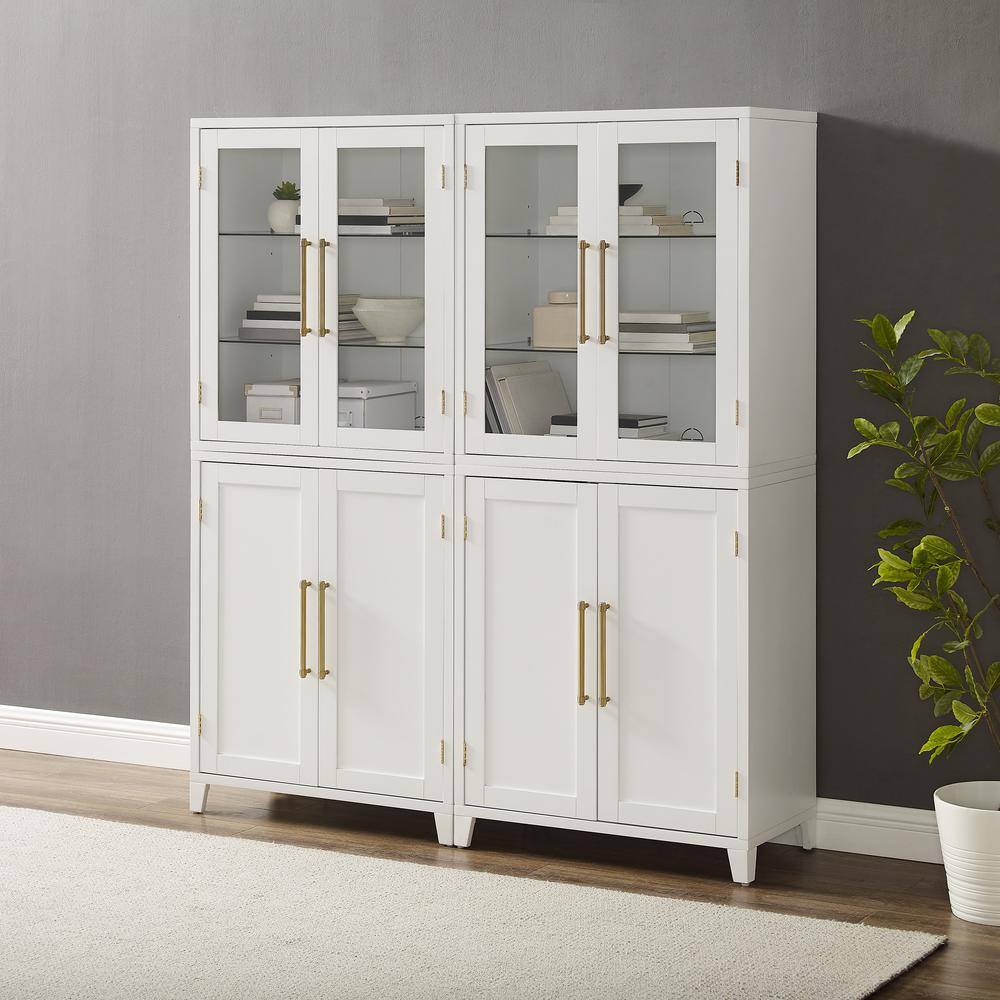 Alt View 10. Crosley Furniture - Roarke 2Pc Pantry Storage Cabinet W/Glass Door Hutch Set - 2 Pantries - White.
