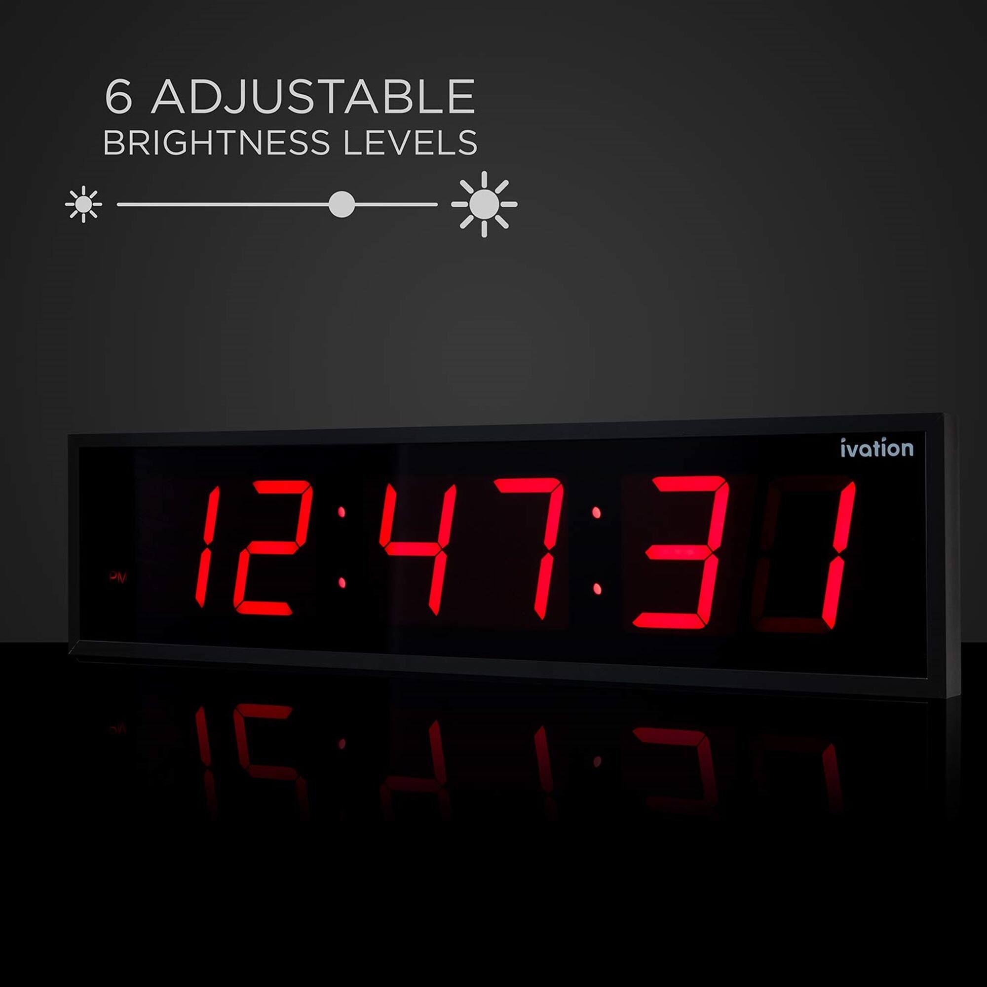 6 ADJUSTABLE BRIGHTNESS LEVELS ivation 12:47:30