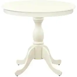 FurniFact - Round Pedestal Table - Linen White