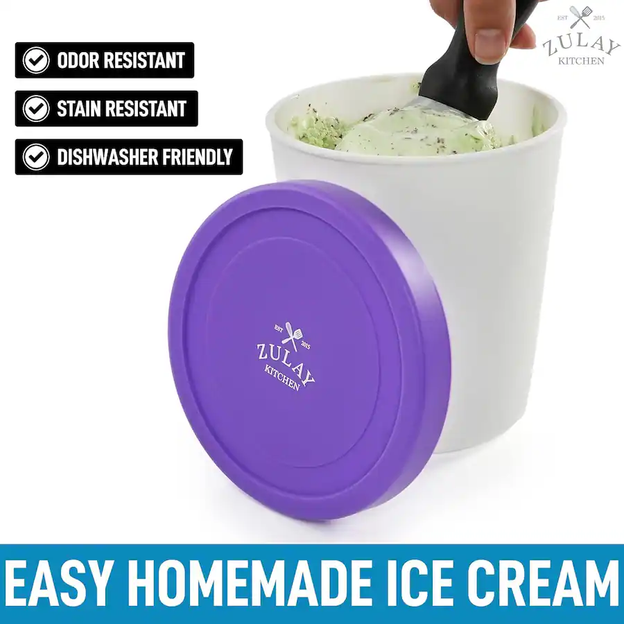Zulay Kitchen Large Ice Cream Containers For Homemade Ice Cream ...