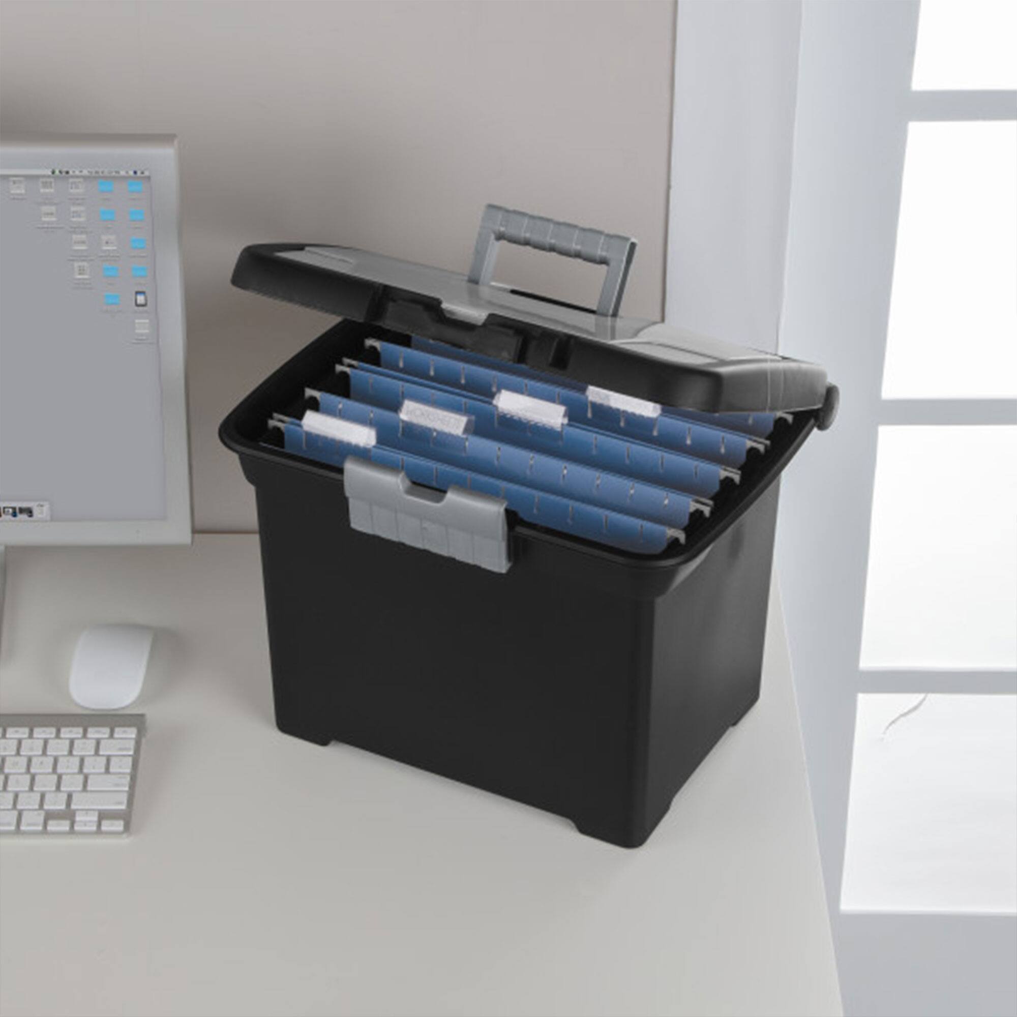 Alt View 7. Sterilite - Sterilite Portable Lockable File Box Organizer with Handle (8 Pack) - Black.