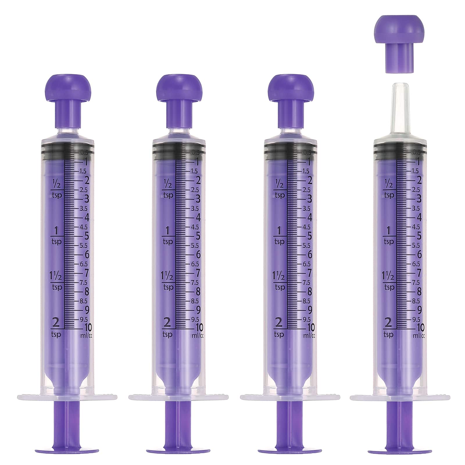 Unique Bargains - Feeding Syringes with Cap, Plastic Syringes for Liquid Pet Feeding Measuring Tool No Needle 10ml, (4pcs) - Purple