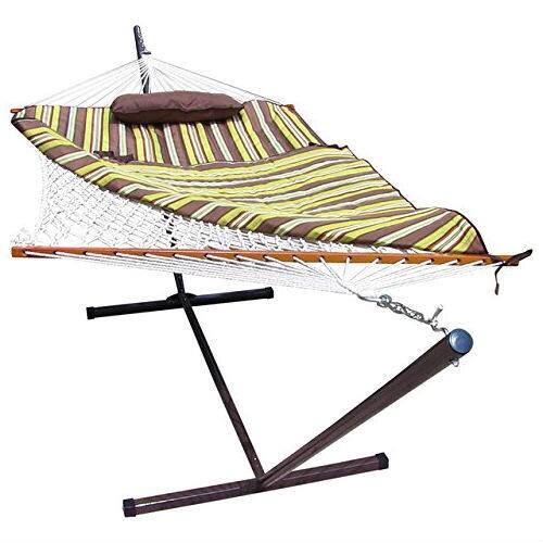 Front. Hivvago - Rope Hammock Set with Stand Pad and Pillow 55 x 144-inch - Desert Stripe - Multicolor.