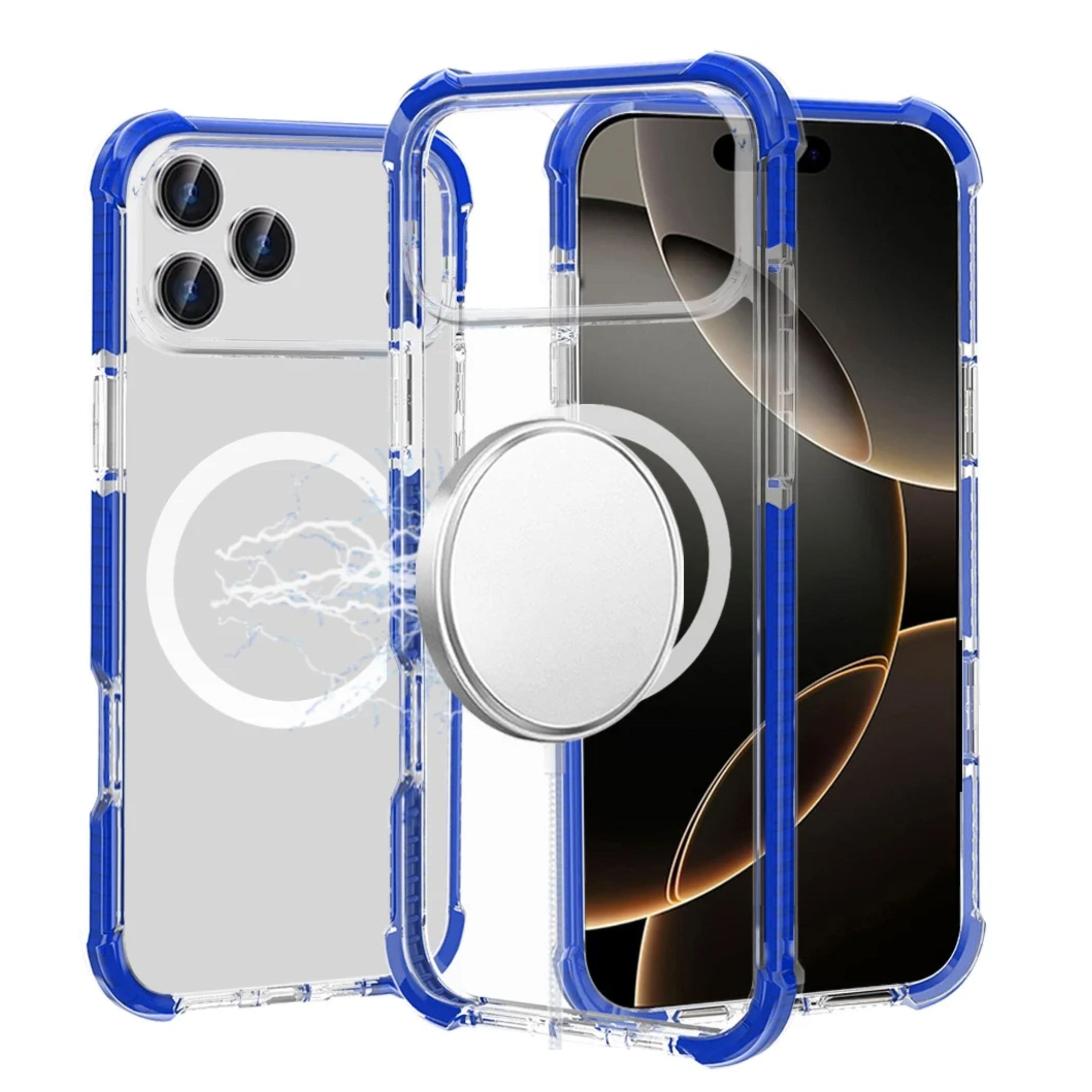 Kitcheniva - Shockproof Magnetic Circle Acrylic Phone Case With Tempered Glass For iPhone 17 Pro - Blue price history on PriceWatchPro