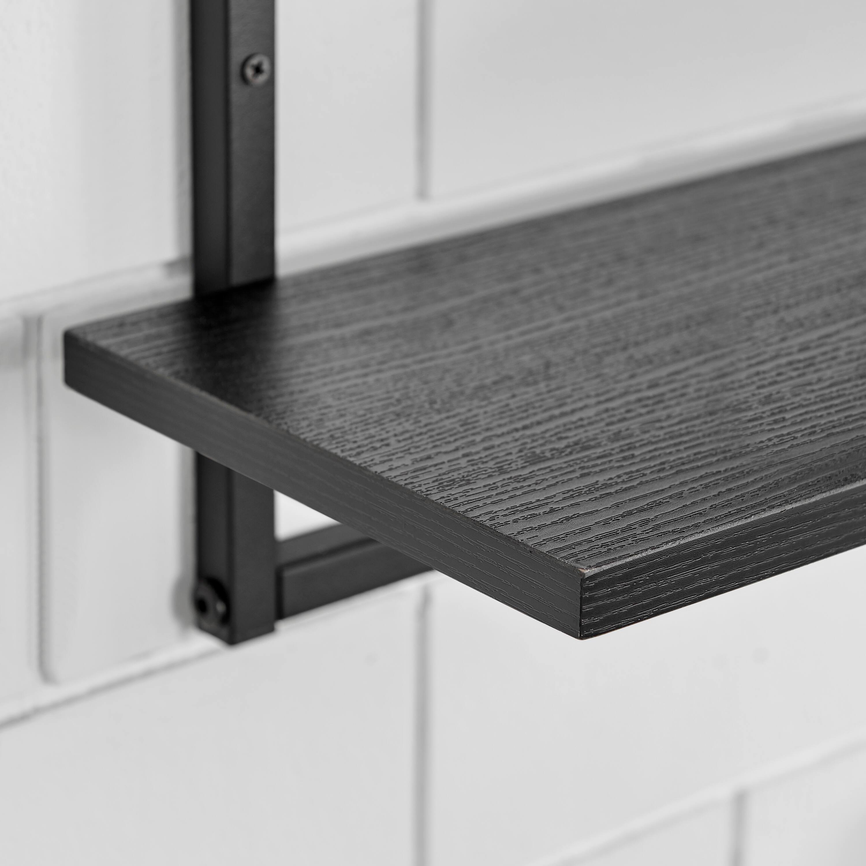 Alt View 1. Danya B - Rhodes 4 Tier Windowsill Wall Shelf - Black Metal Frame and Black MDF Shelves - Black.