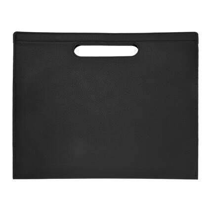 Front. Unique Bargains - Leather Folder, 13.3x12.6" Magnetic Leather Document Holder PU Pouch Bag Portfolio Organizer Waterproof for Travel - Black.