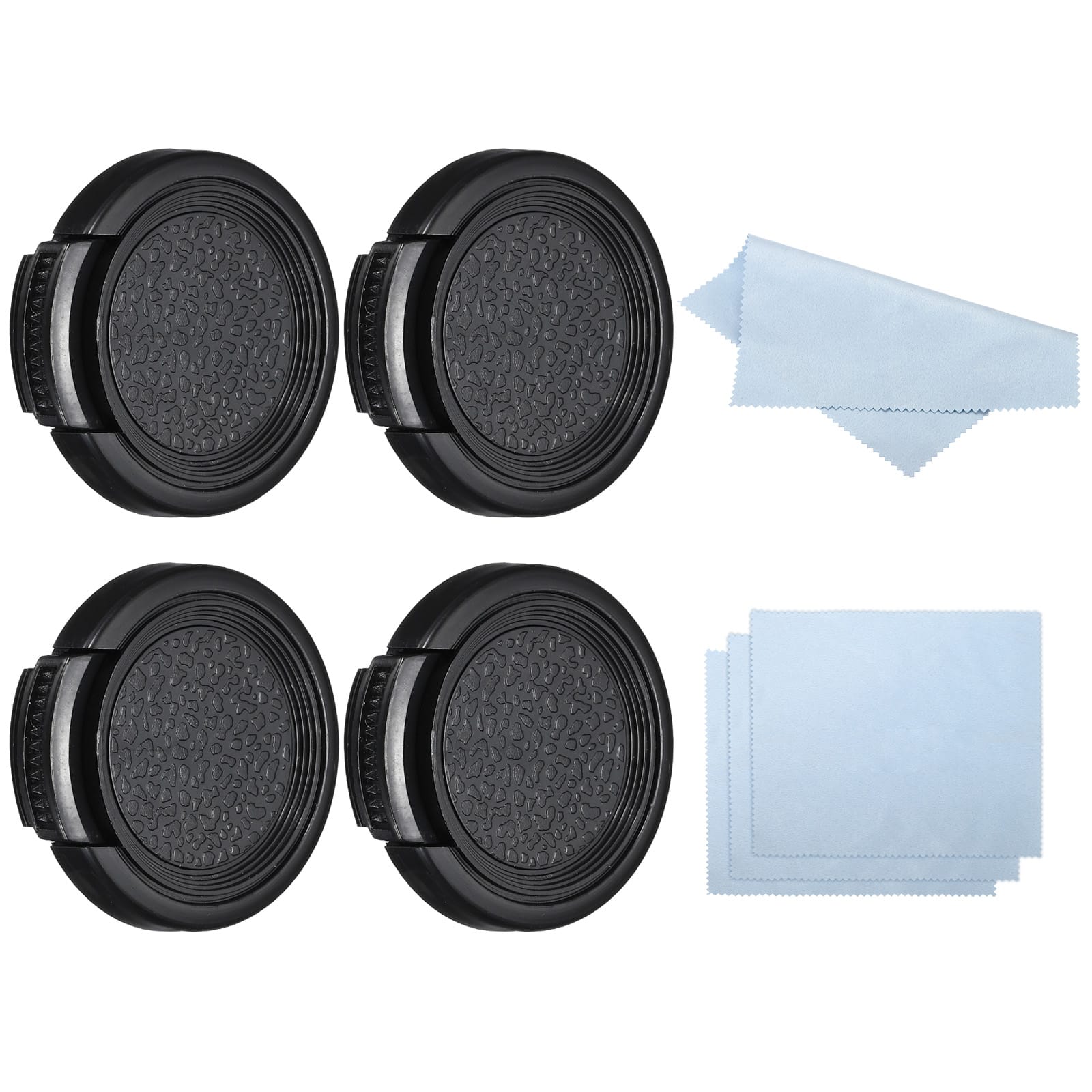 Unique Bargains - 4pcs 30mm Sides Pinch Lens Cap with Cloth for Nikon/Fujifilm/Pentax - Black