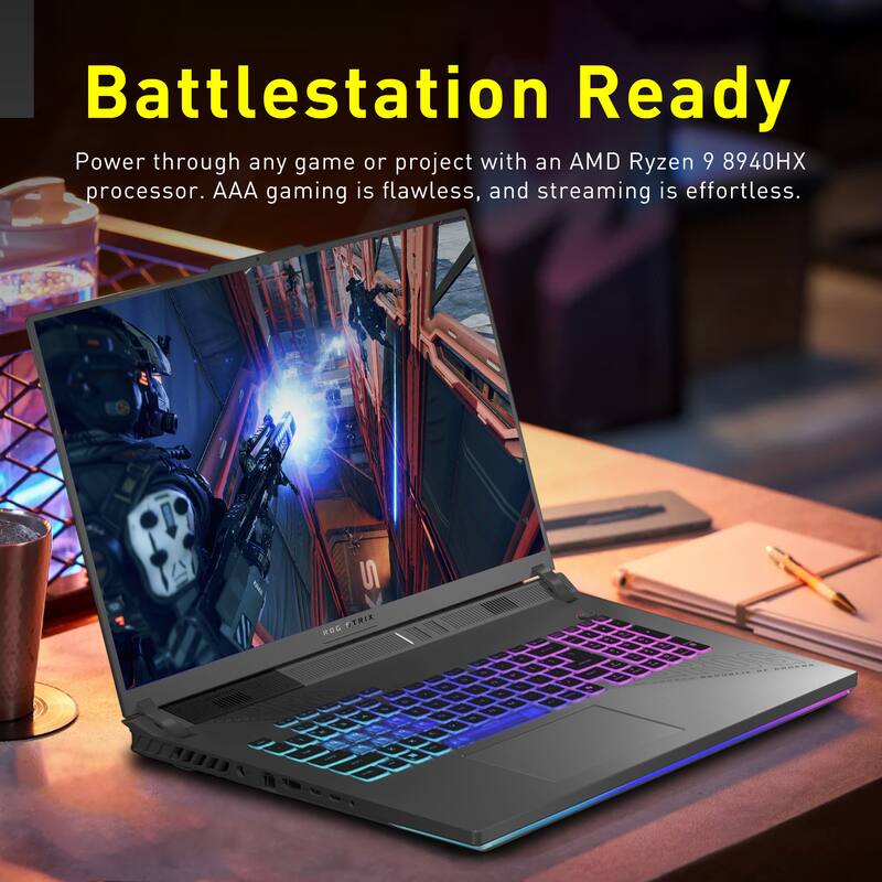Battlestation Ready

Power through any game or project with an AMD Ryzen 9 8940HX processor. AAA gaming is flawless, and streaming is effortless.