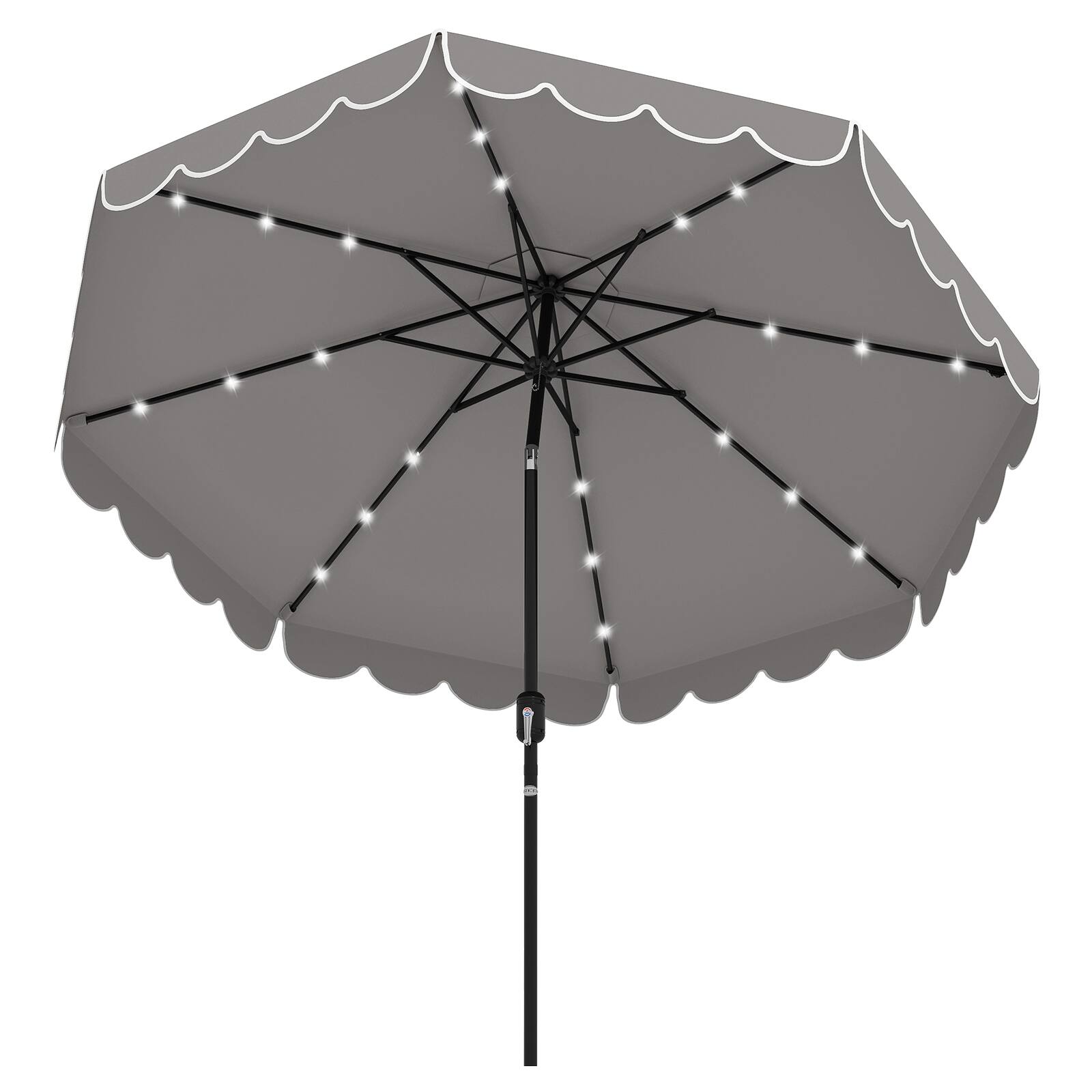 Alt View 9. Gymax - Gymax 10 FT Solar Patio Umbrella Outdoor Market Sunshade w/ 24 LED Lights Gray - Gray.