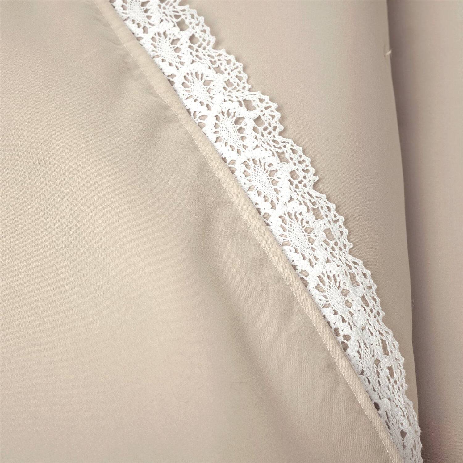 Left. Hivvago - King French Country Beige Tan 5-Piece Lightweight Comforter Set with Lace Trim - Beige.