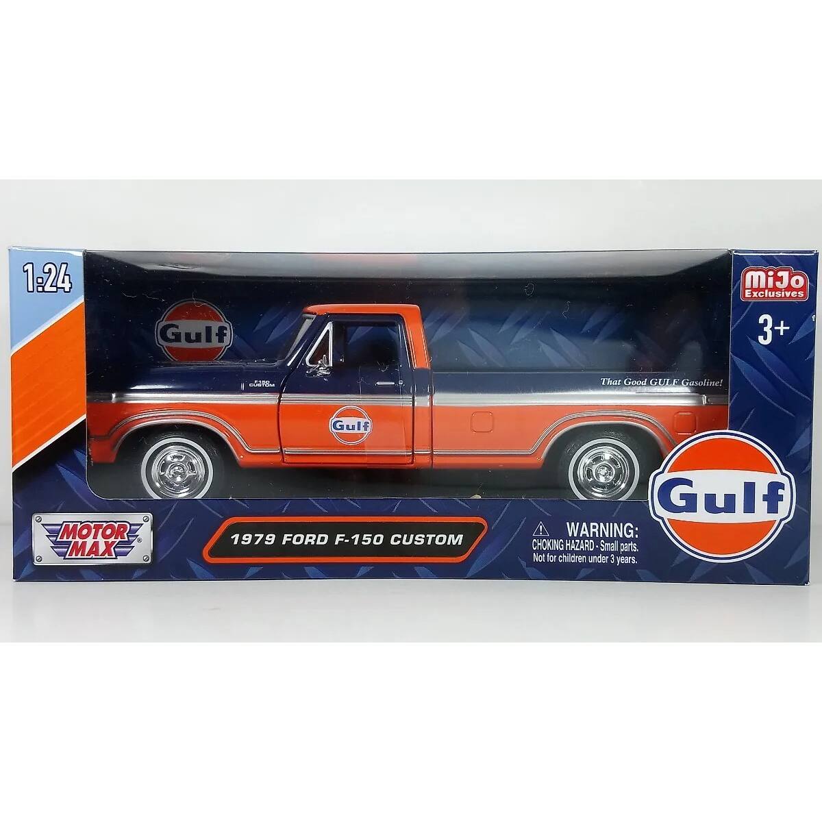 1:24 Gulf MiJo Exclusives 3+ cttoo That Good GULF F Gasoline! Gulf MOTOR MAX 1979 FORD F-150 CUSTOM Gulf WARNING: CHOKING HAZARD Small parts. Not for children under 3 years.