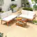 Alt View 1. Costway - 5 PCS Acacia Wood Patio Furniture Set with Cushions and 2-Tier Coffee Table - Off White,Natural.