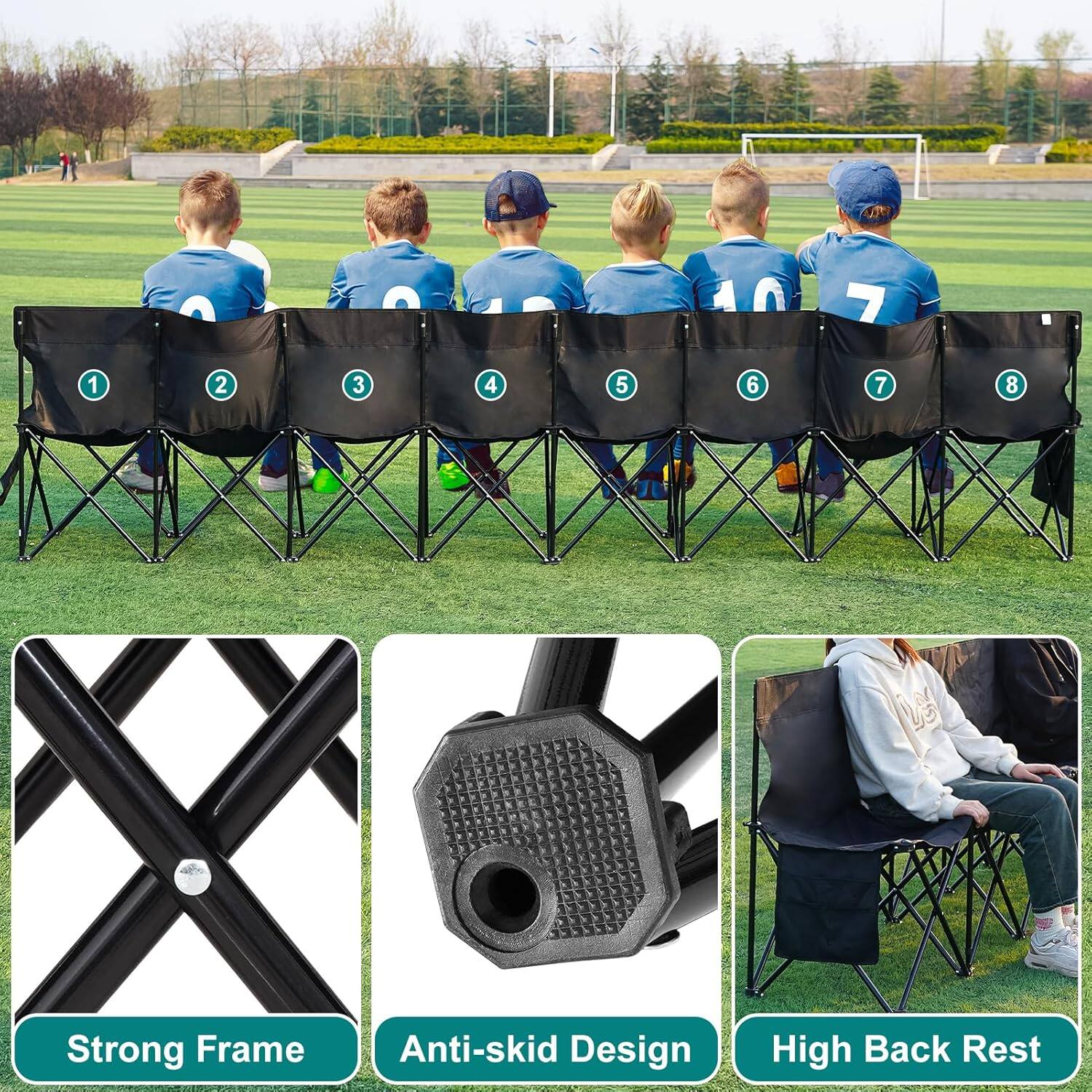 40 7 1 2 3 4 5 6 7 8 1

Strong Frame
Anti-skid Design
High Back Rest