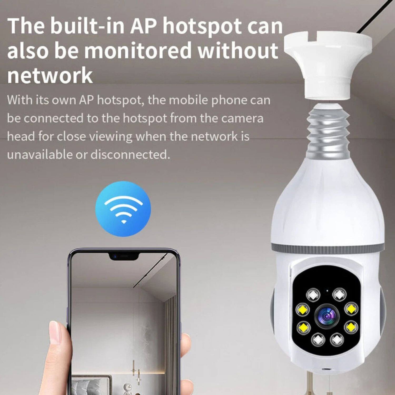 The built-in AP hotspot can also be monitored without network.

With its own AP hotspot, the mobile phone can be connected to the hotspot from the camera head for close viewing when the network is unavailable or disconnected.