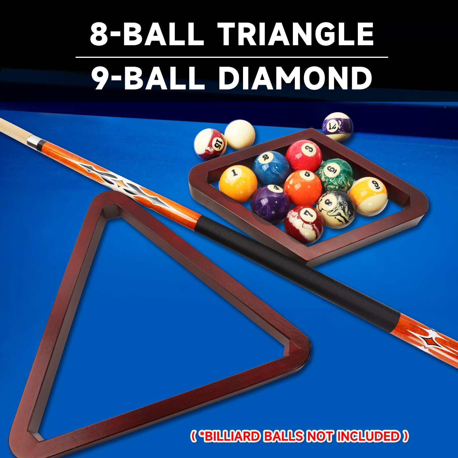 8-BALL TRIANGLE 9-BALL DIAMOND 15 1  OF 3 - D L 14  8  9 (*BILLIARD BALLS NOT INCLUDED) )