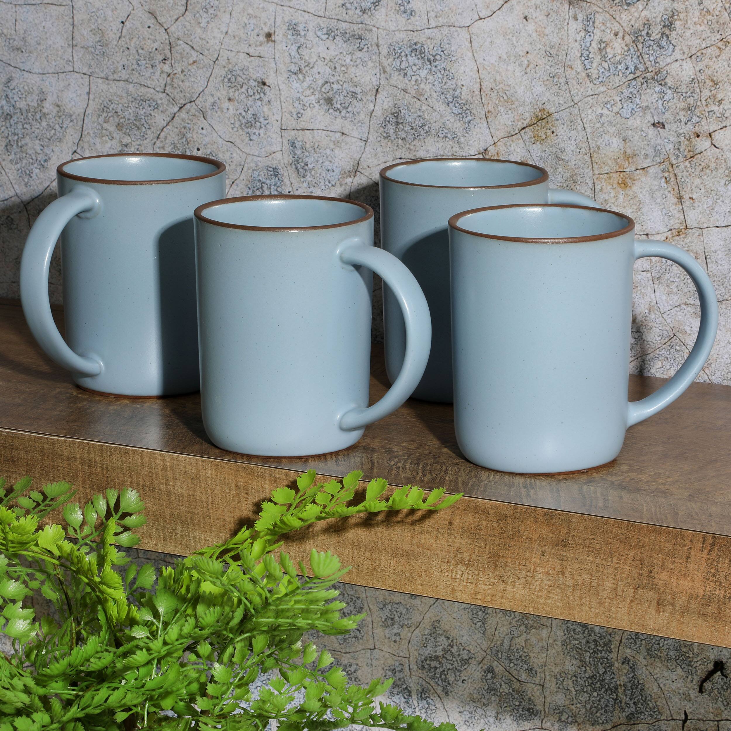 Alt View 5. Gibson - Gibson Elite Dumont 4 Piece 17oz Terracotta Mug Set in Light Blue - Light Blue.