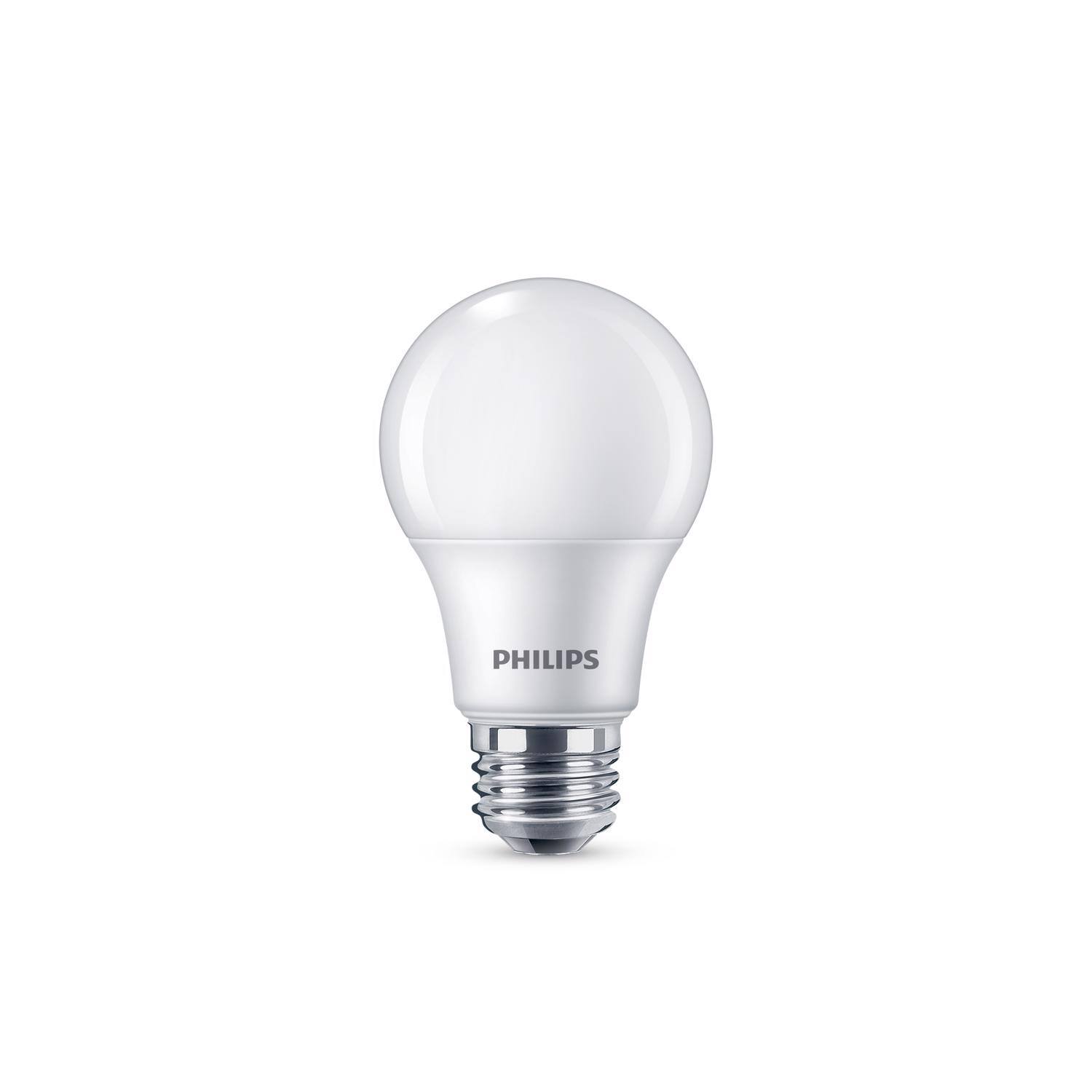 Angle. Philips - Philips A19 E26 (Medium) LED Bulb Daylight 40 Watt Equivalence 4 pk.