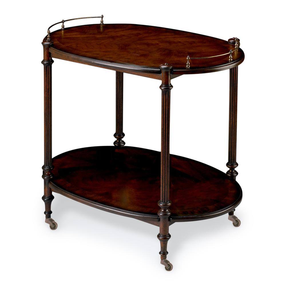 Angle. Butler Specialty - Kathleen 2 Tier Bar Cart - Dark Brown.